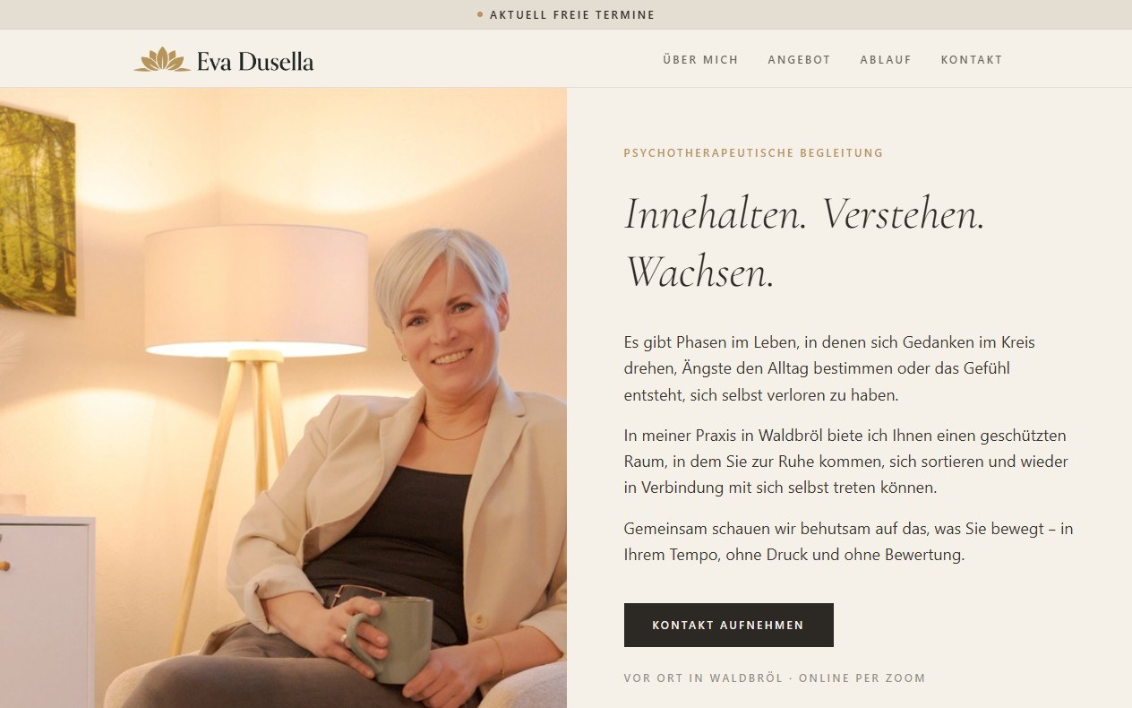 Website der Praxis Eva Dusella